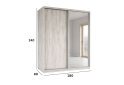Obrázek 4 - Skříň s posuvnými dveřmi 1800x2400x600 1LTD 1 Zrcadlo Artwood světlý, profil stříbrný
