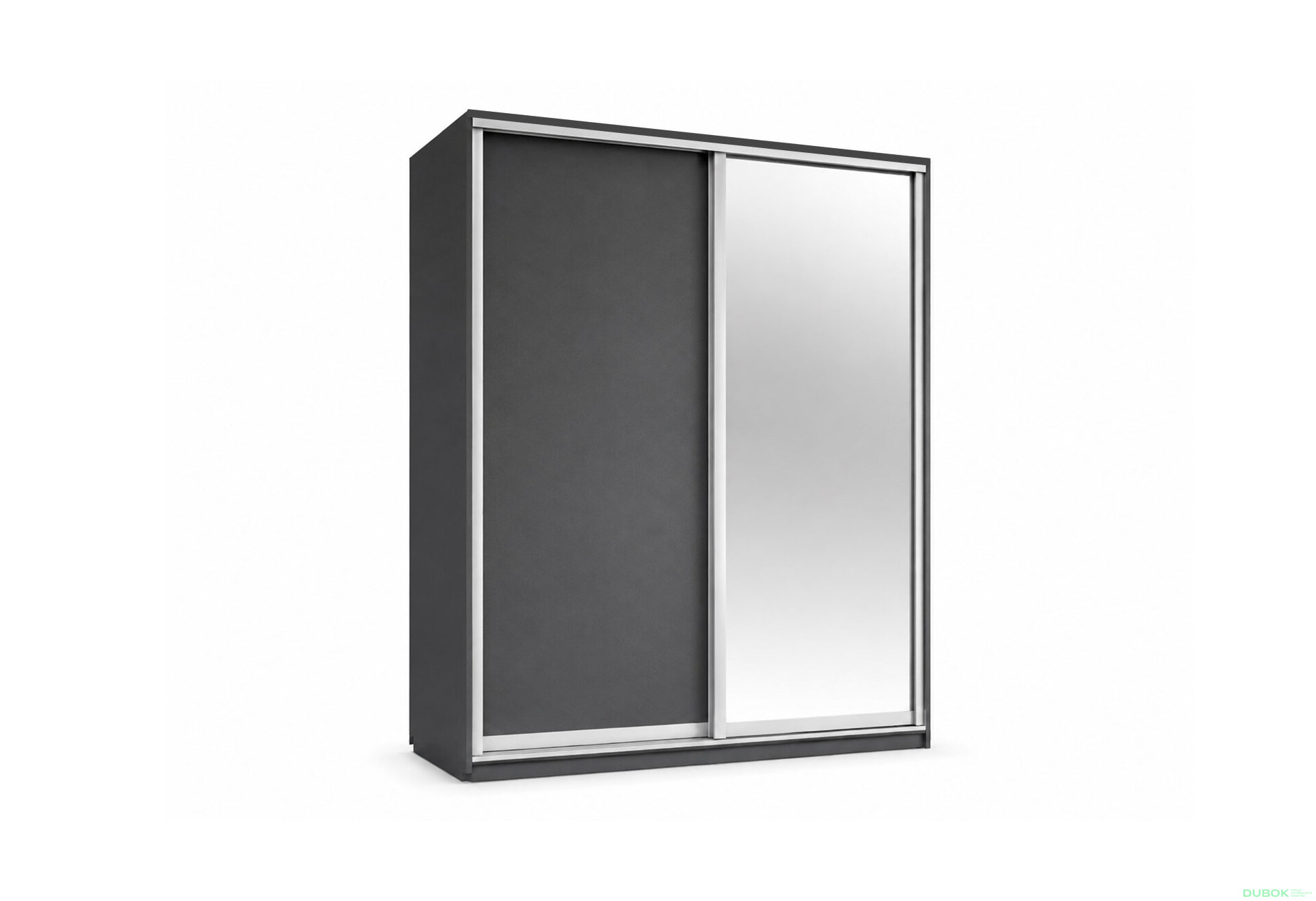 Obrázek 1 - Skříň s posuvnými dveřmi 1800x2400x600 1LTD 1 Zrcadlo grafit šedý, profil stříbrný