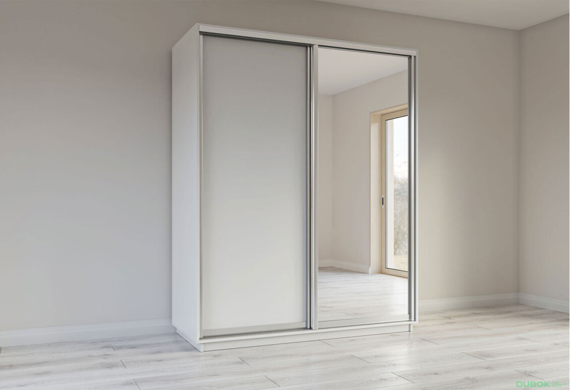 Obrázek 3 - Skříň s posuvnými dveřmi 1800x2400x600 1LTD 1 Zrcadlo Nymphea Alba, profil stříbrný