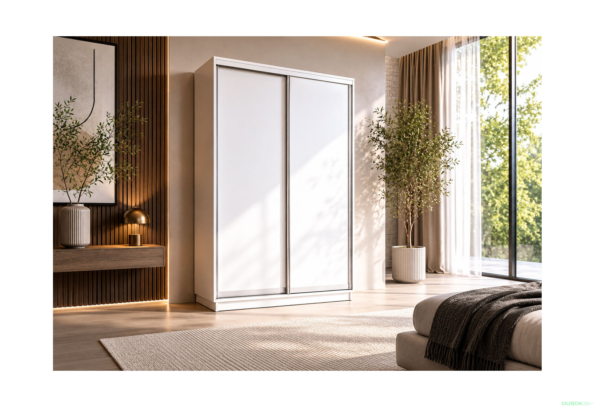 Obrázek 2 - Skříň s posuvnými dveřmi 1500x2200x600 2LTD Nymphea Alba, profil stříbrný