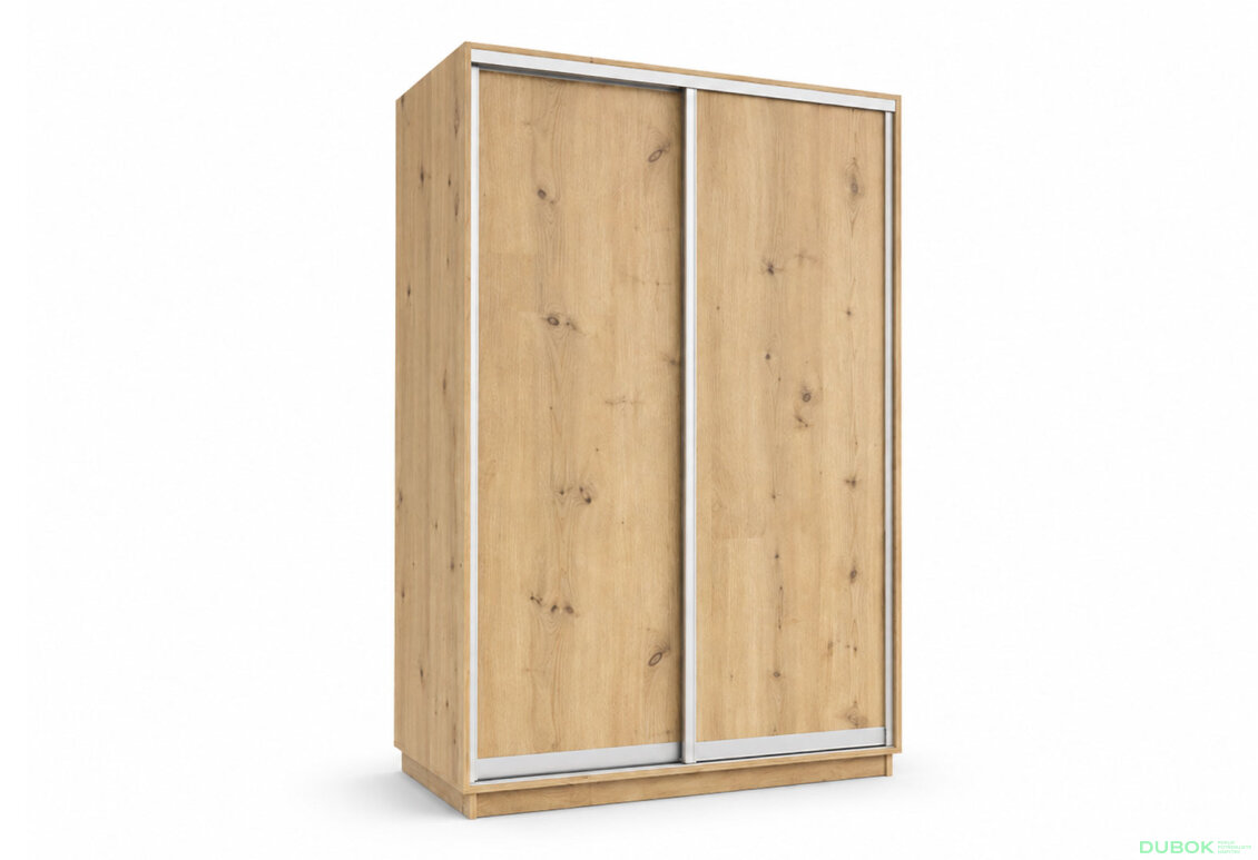 Skříň s posuvnými dveřmi 1500x2200x600 2LTD Dub Artisan, profil stříbrný