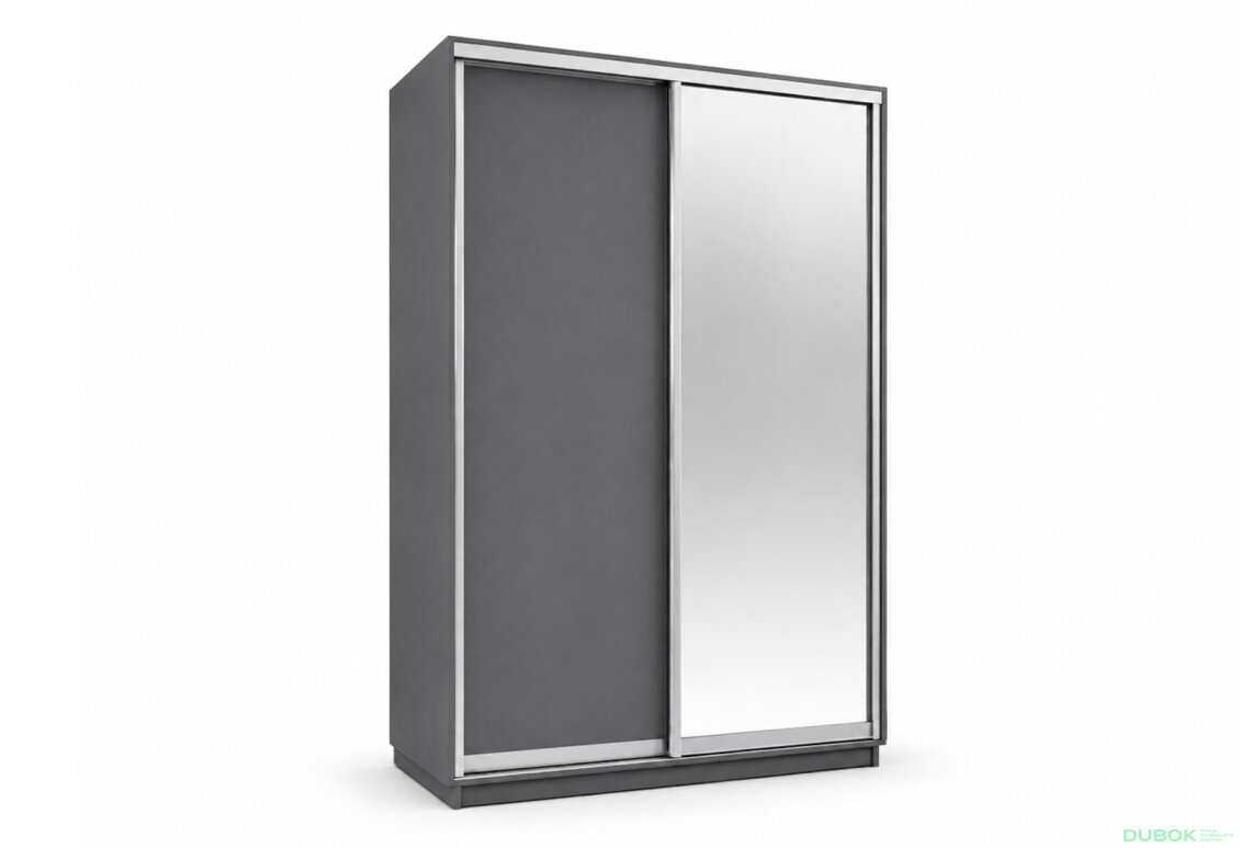 Skříň s posuvnými dveřmi 1500x2200x600 1LTD 1 Zrcadlo grafit šedý, profil stříbrný