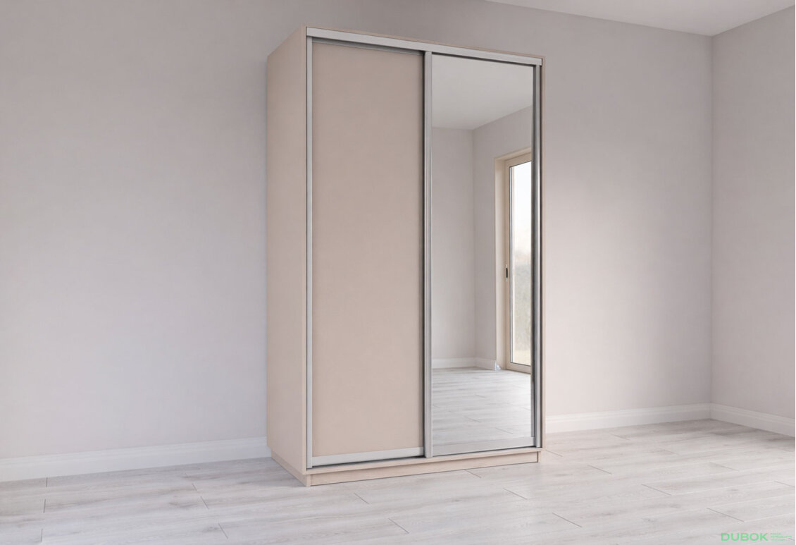 Obrázek 3 - Skříň s posuvnými dveřmi 1400x2200x600 1LTD 1 Zrcadlo Kašmír, profil stříbrný