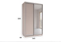 Obrázek 4 - Skříň s posuvnými dveřmi 1400x2200x600 1LTD 1 Zrcadlo Kašmír, profil stříbrný
