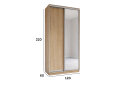 Obrázek 5 - Skříň s posuvnými dveřmi 1200x2200x600 1LTD 1 Zrcadlo Dub Sonoma, profil stříbrný