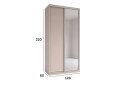 Obrázek 4 - Skříň s posuvnými dveřmi 1200x2200x600 1LTD 1 Zrcadlo Kašmír, profil stříbrný