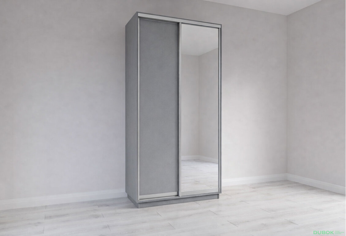 Obrázek 3 - Skříň s posuvnými dveřmi 1200x2400x600 1LTD 1 Zrcadlo myší šedá, profil stříbrný