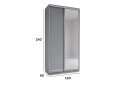 Obrázek 4 - Skříň s posuvnými dveřmi 1200x2400x600 1LTD 1 Zrcadlo myší šedá, profil stříbrný