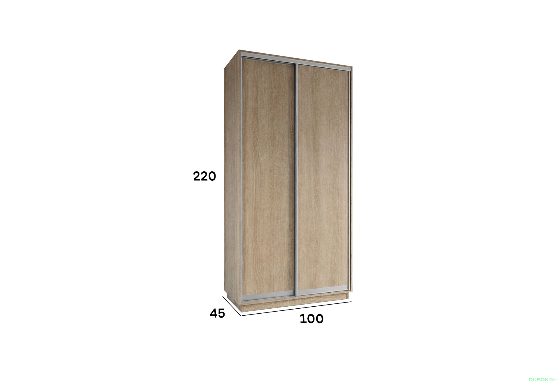 Obrázek 5 - Skříň s posuvnými dveřmi 1000x2200x450 2LTD Dub Sonoma, profil stříbrný