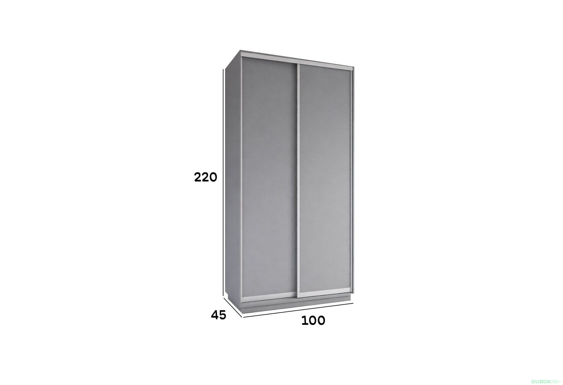 Obrázek 5 - Skříň s posuvnými dveřmi 1000x2200x450 2LTD šedá myška, profil stříbrný