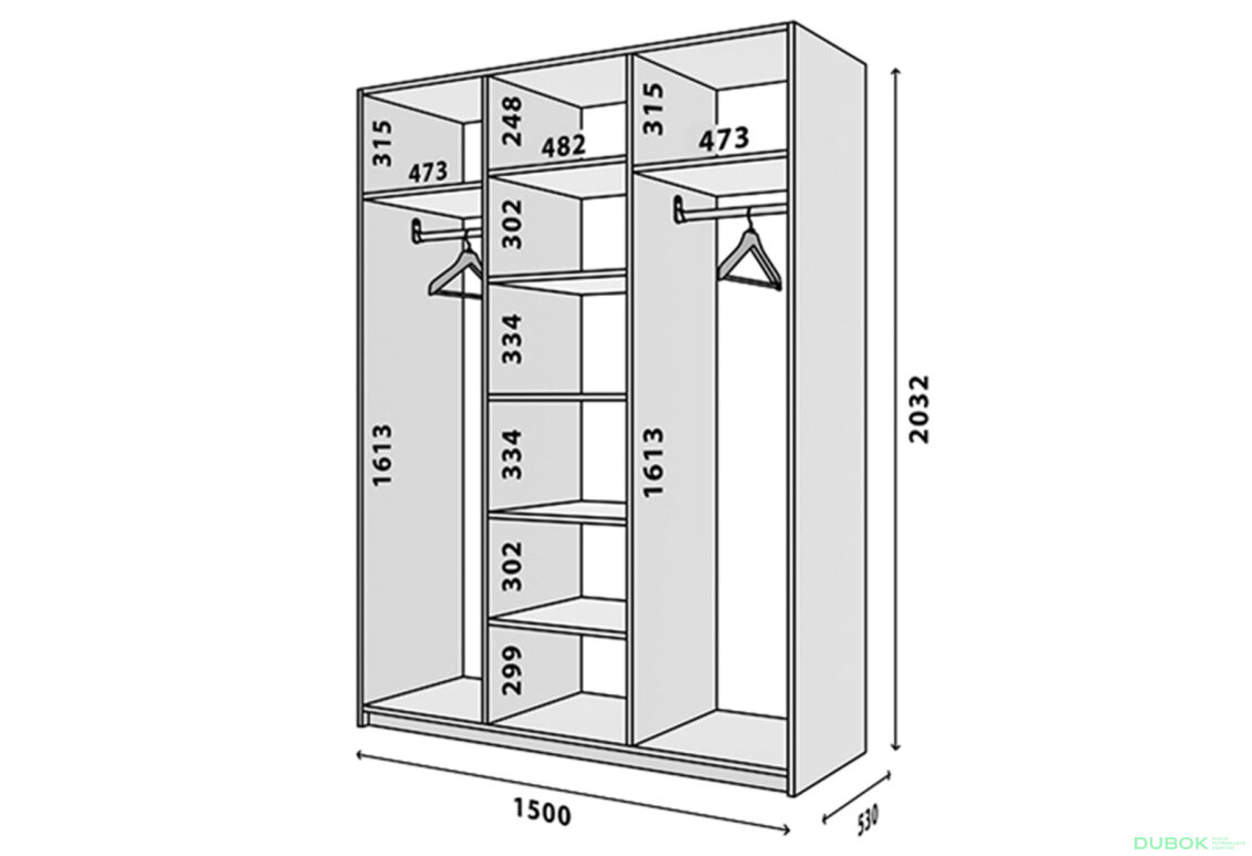 Obrázek 3 - Skříň 3D 150 Zrcadlo, korpus bílý AL Módulní skříň Modus