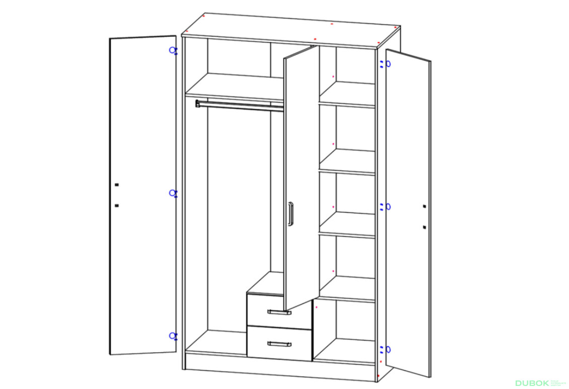Obrázek 3 - Skříň se zrcadlem 3d2s Rama bílá Kami