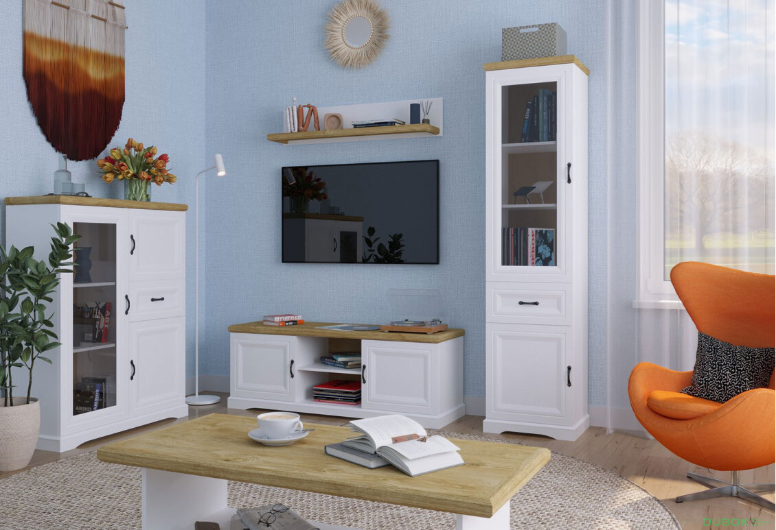 Obrázek 2 - TV stolek 2d bílý / dub harbor Riva