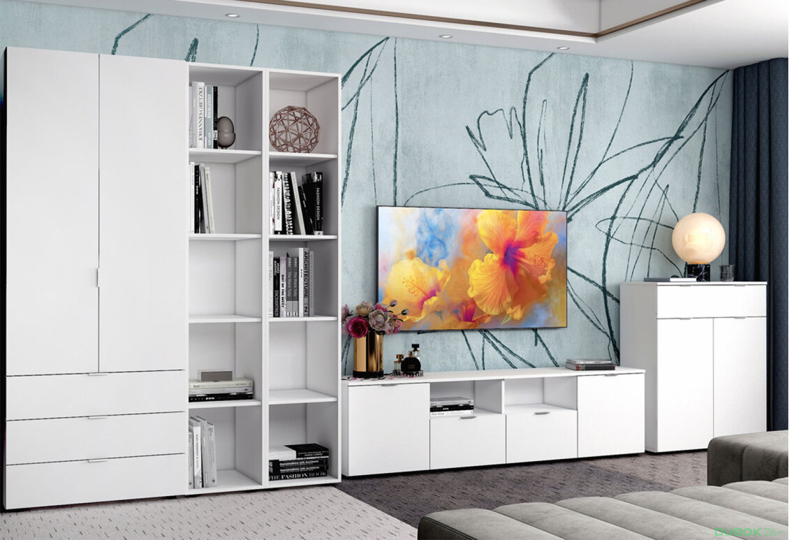 Obrázek 2 - TV stolek s dvířky a zásuvkami Ron 4 180 cm Bílý