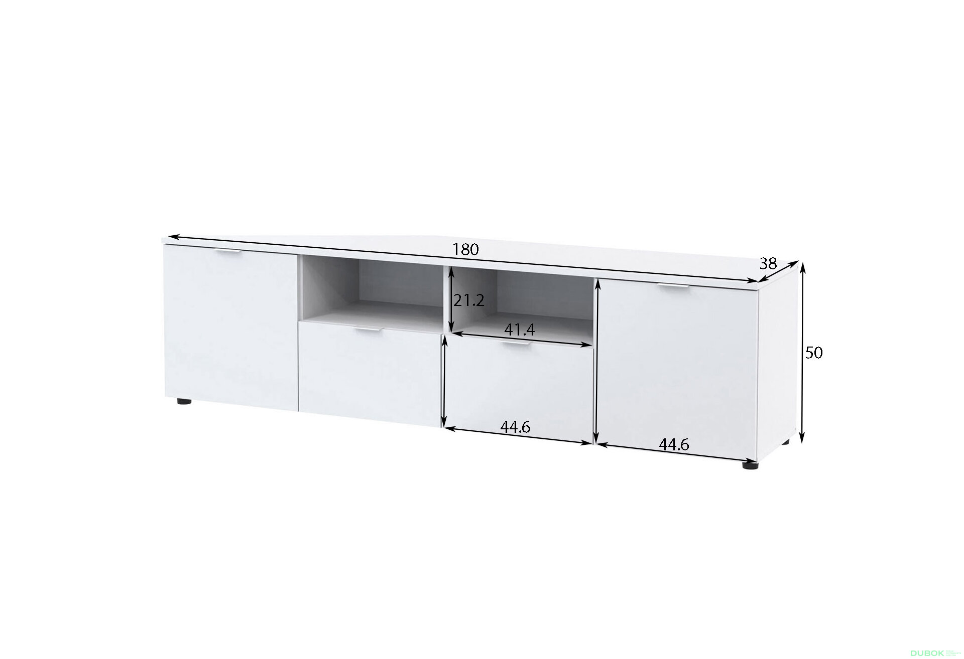 Obrázek 4 - TV stolek s dvířky a zásuvkami Ron 4 180 cm Bílý