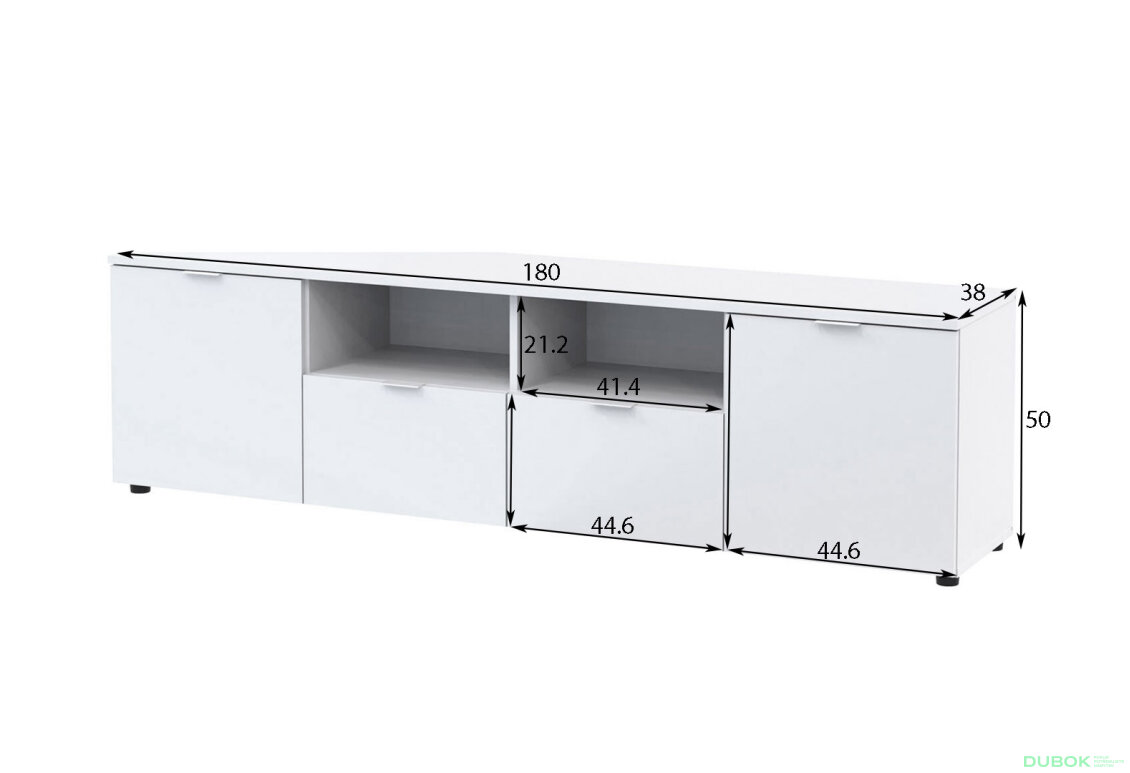 Obrázek 4 - TV stolek s dvířky a zásuvkami Ron 4 180 cm Bílý