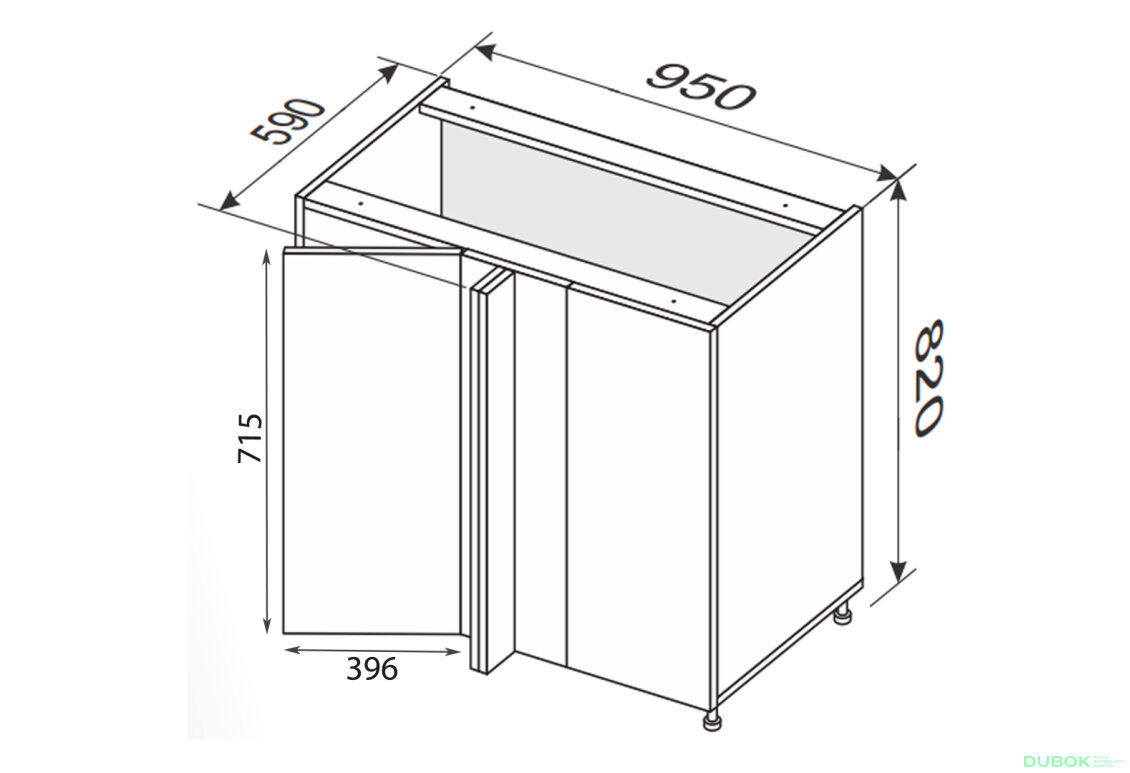 Obrázek 2 - Spodní roh N 90°/820 1dveře Leo