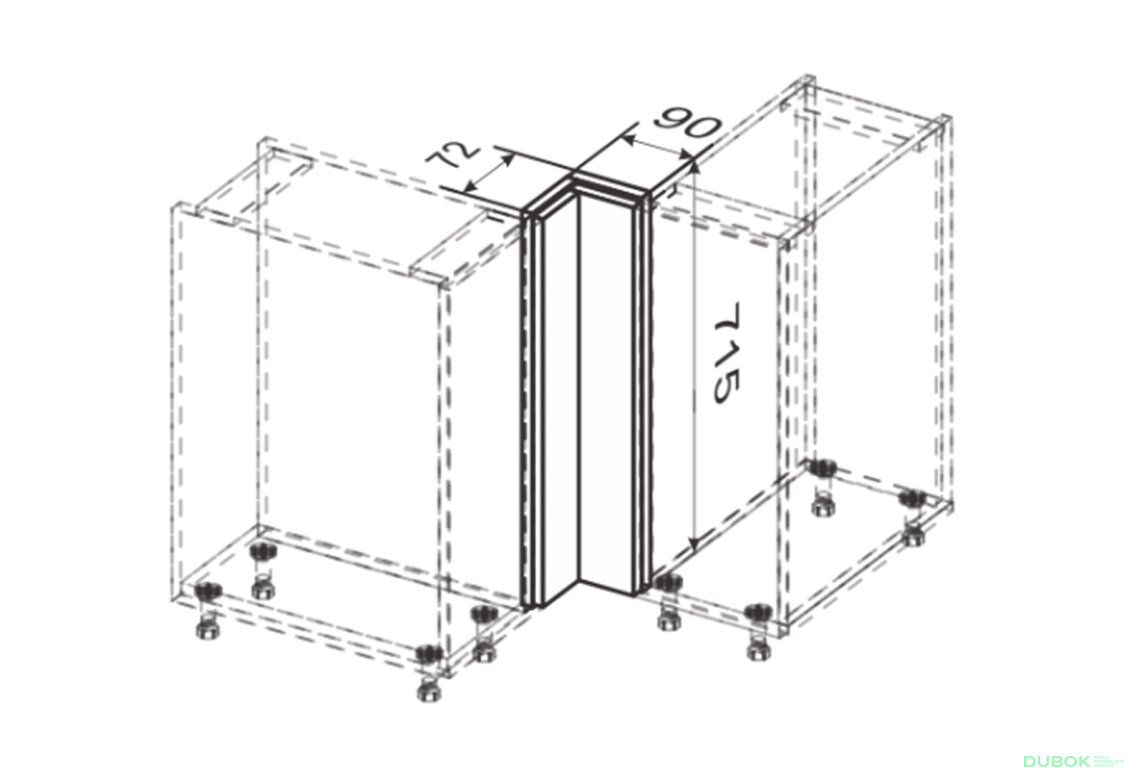 Obrázek 2 - Spodní roh H 90°/820 klamání