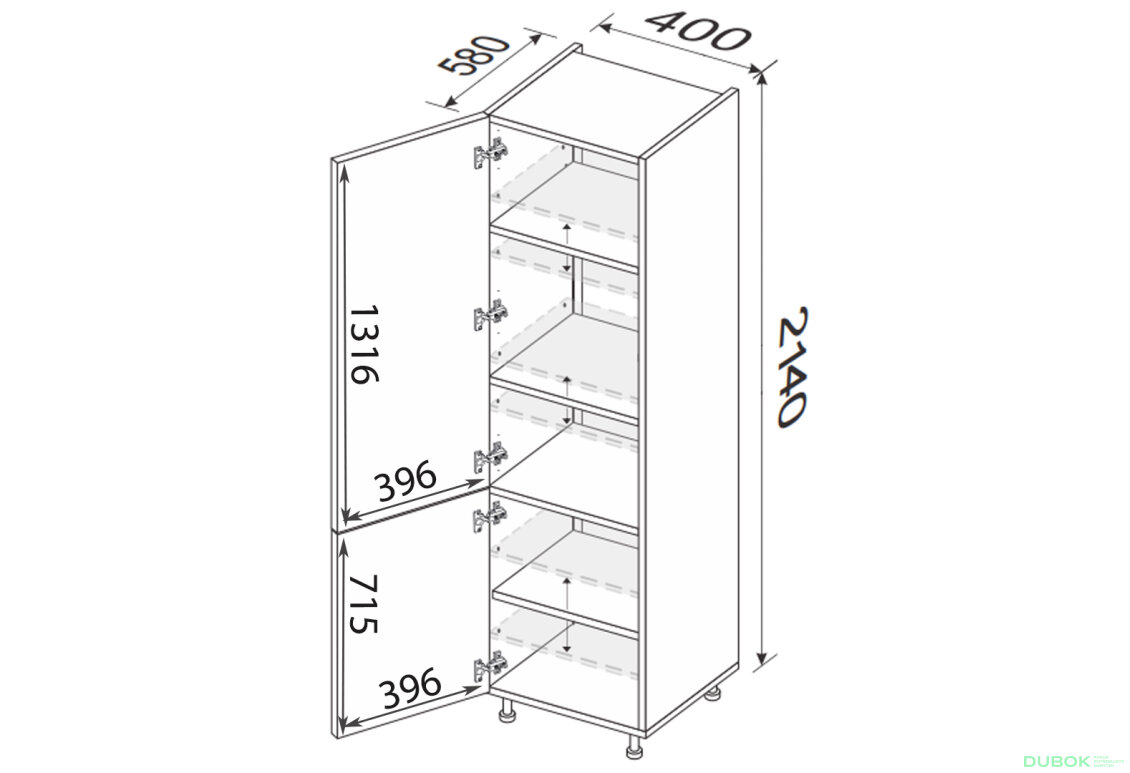Obrázek 2 - Skříňka 40P/2140 Pro Blum levá Millenium Premium