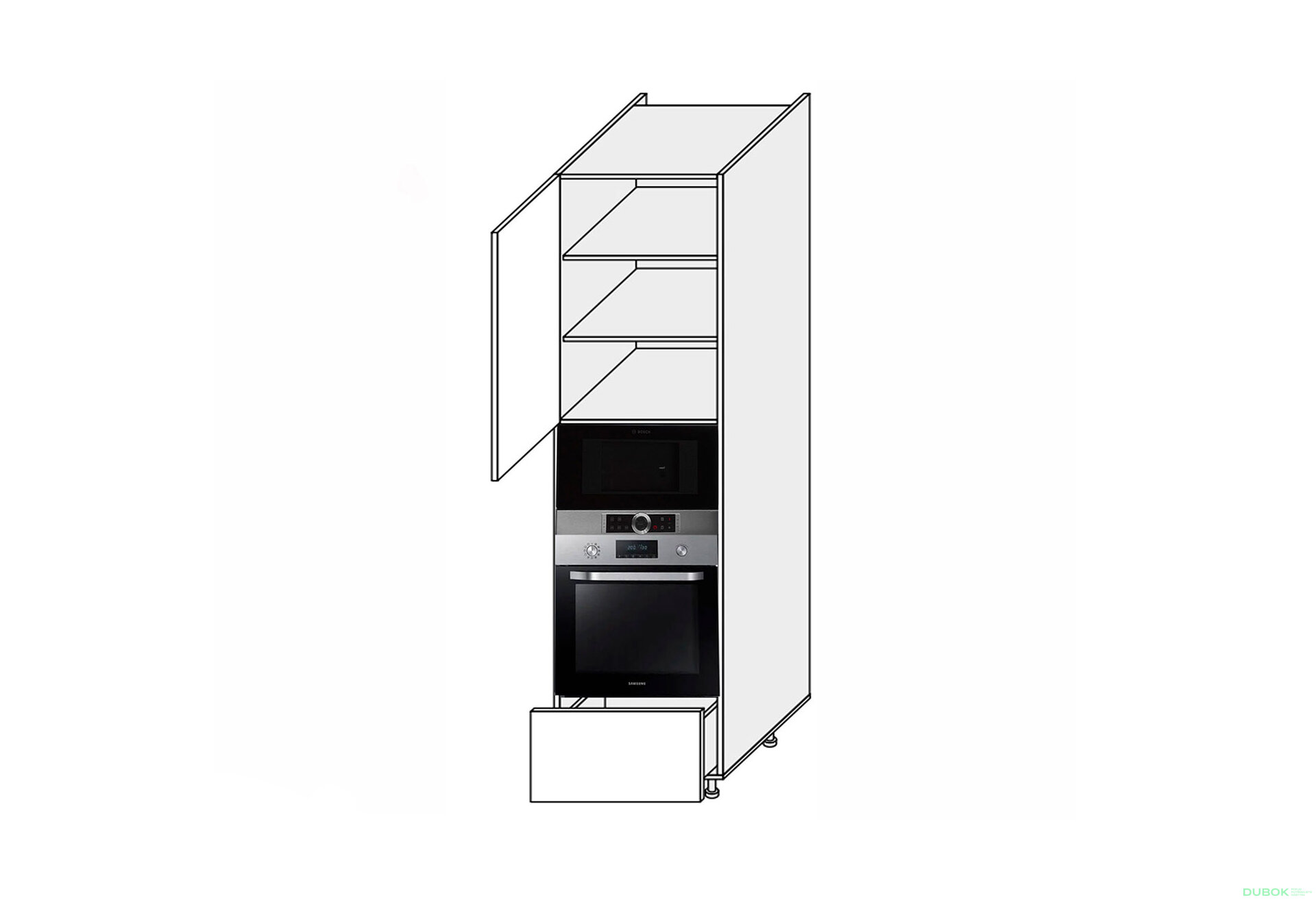 Obrázek 1 - Peníz 60PDM1SHX/2320 trouba + mikrovlnná trouba teleskop Pro Blum+Hettich levý Millenium Premium
