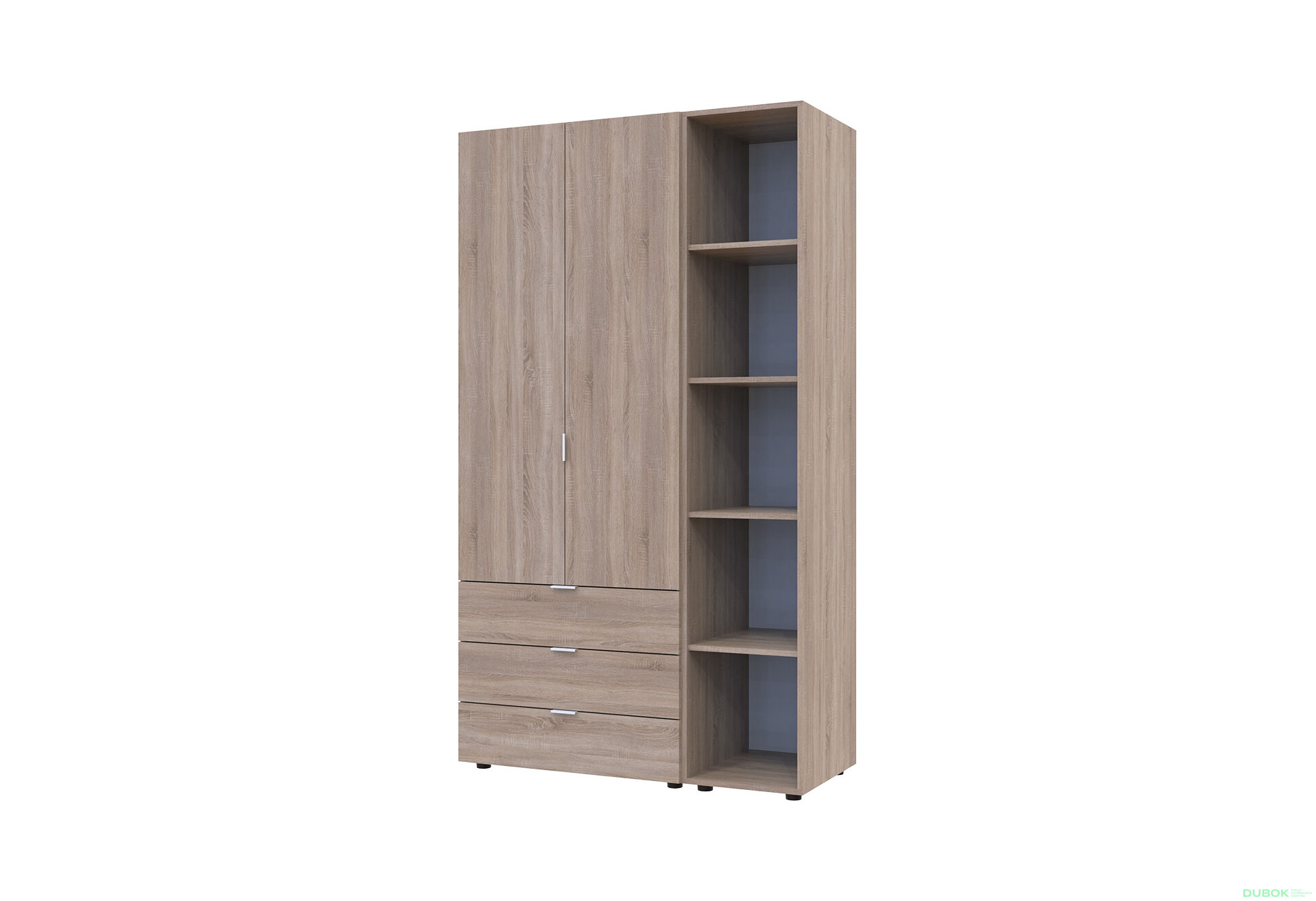 Obrázek 1 - Skříň dvoudveřová s regálem Gelar 115.7 cm Dub sonoma