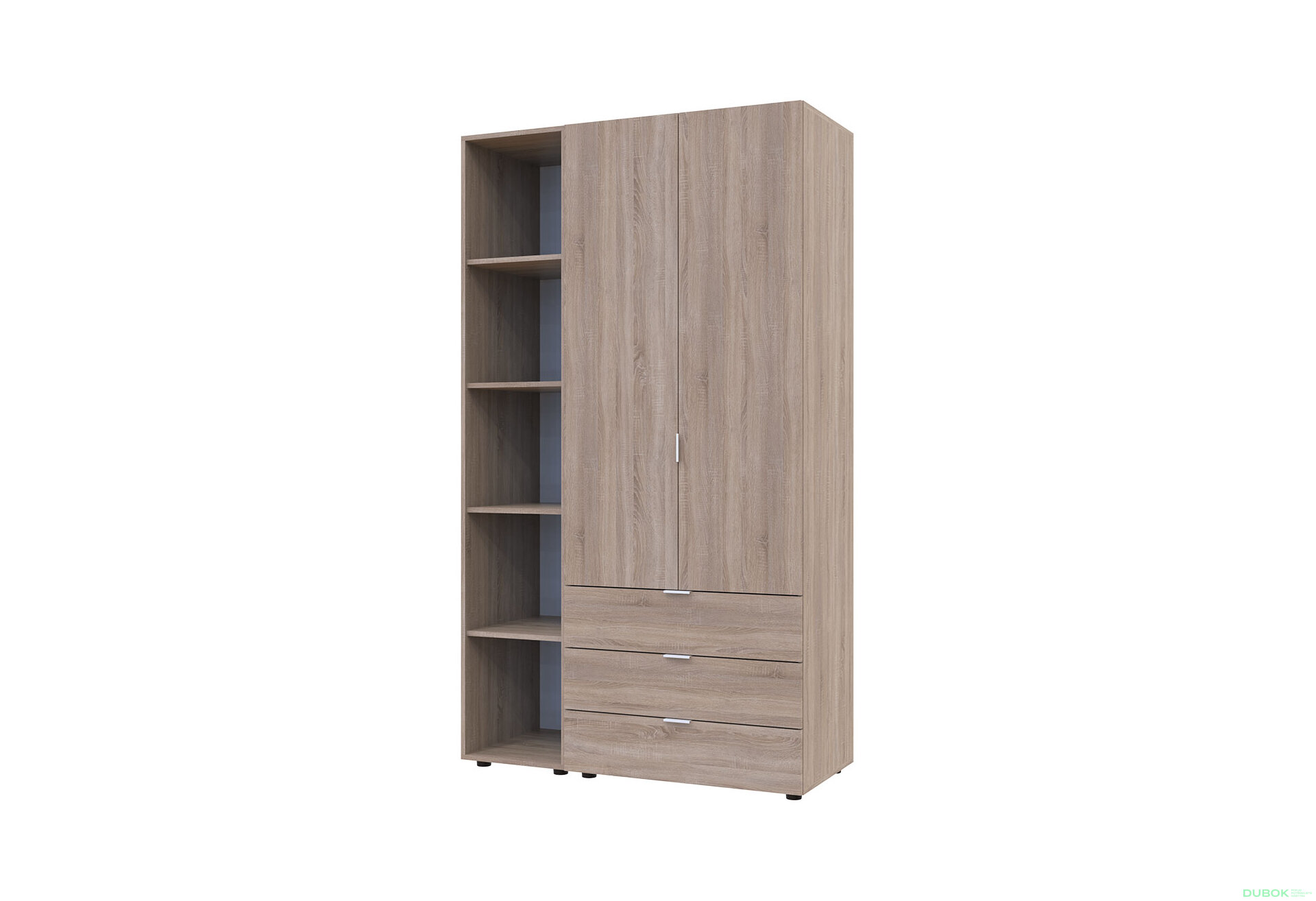 Obrázek 2 - Skříň dvoudveřová s regálem Gelar 115.7 cm Dub sonoma