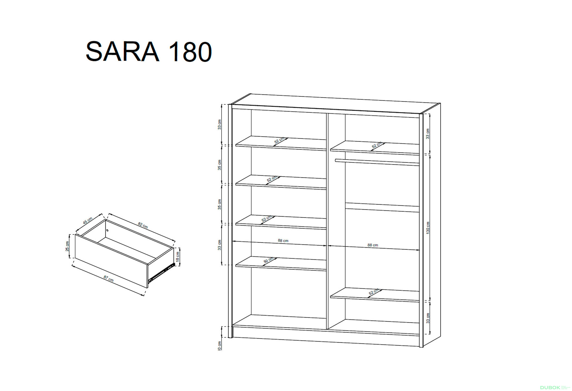 Obrázek 3 - Skříň 180 bílý / bílý Sara