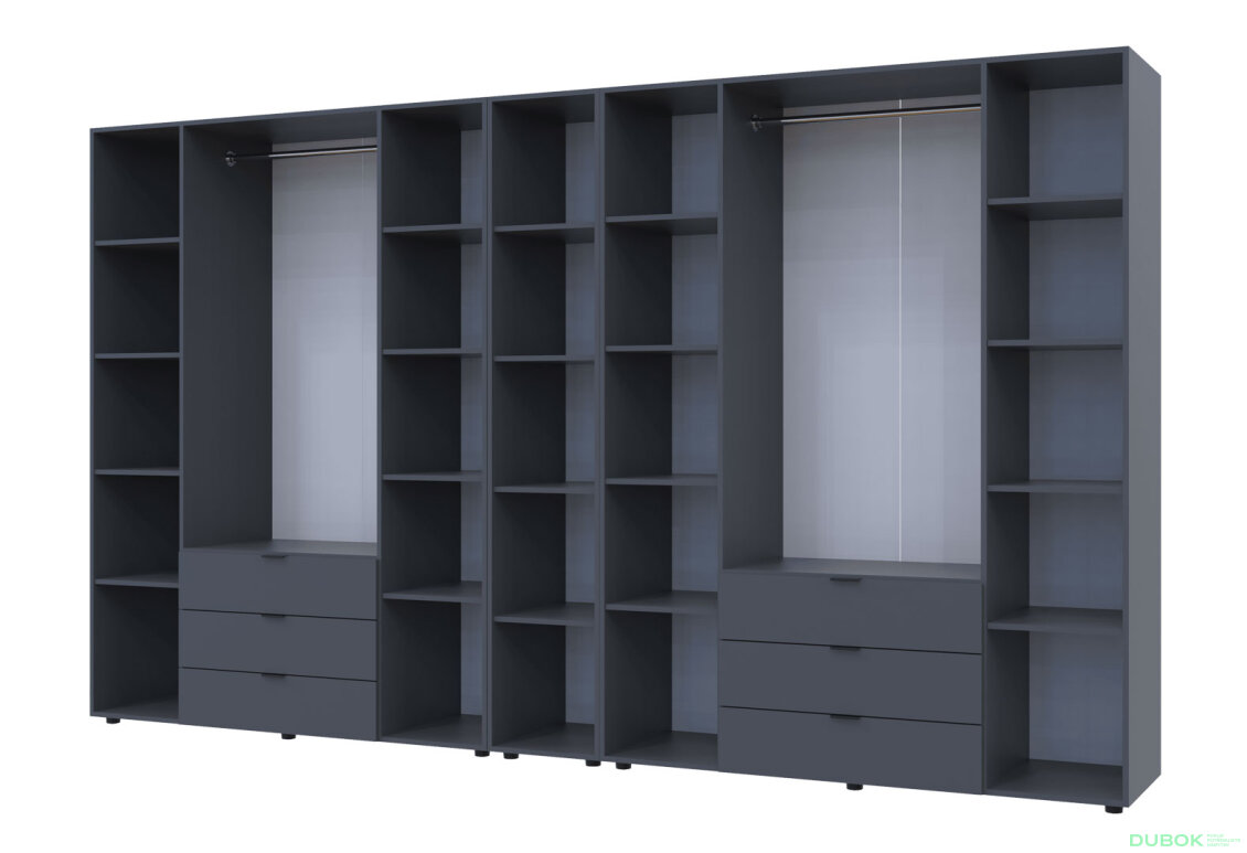 Obrázek 3 - Skříň osmidveřová s regálem Gelar 348.2 cm Grafit