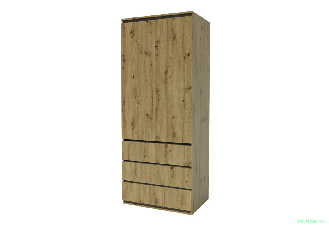 Skříň Idea 800/2100/570 s policemi dub artisan / šedý grafit
