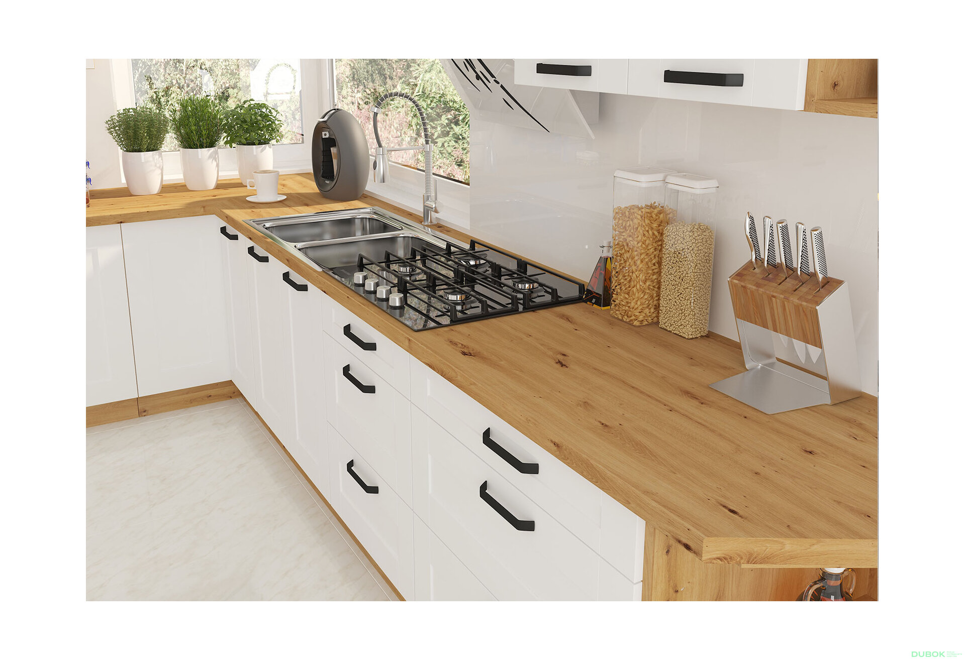 Obrázek 2 - Kuchyňská sestava 3.09x3.39 m Luna artisan / bílý