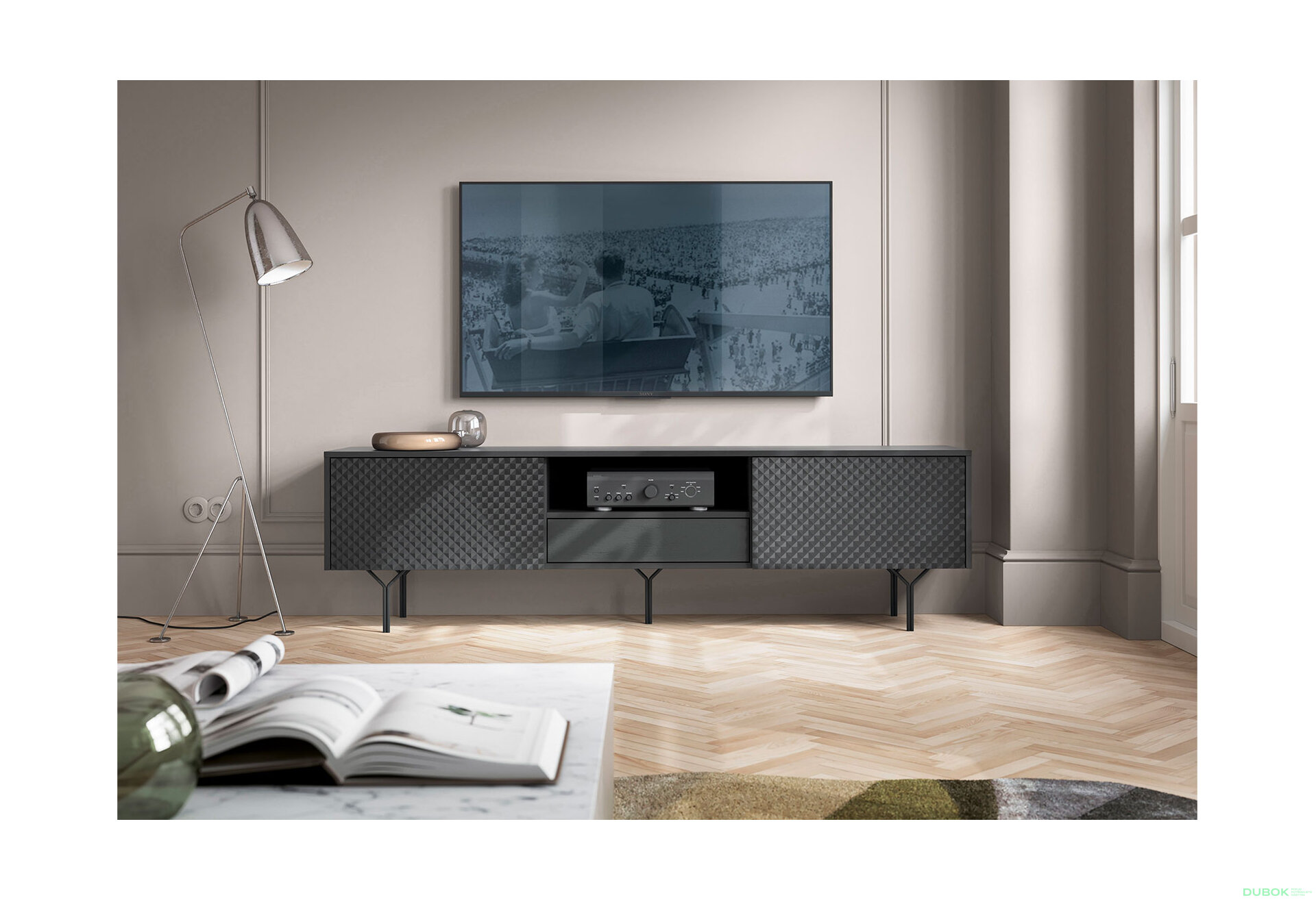 Obrázek 2 - TV stolek RTV180 černý + černý noha Raven