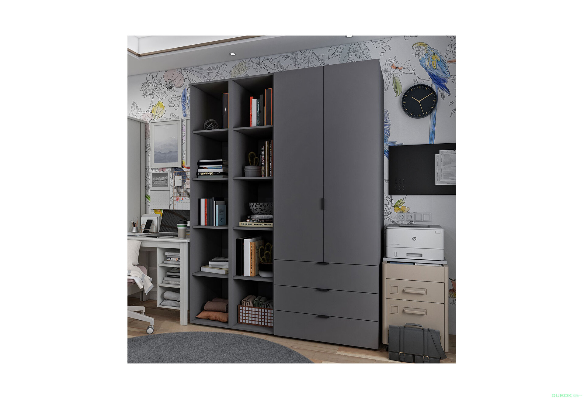 Obrázek 2 - Skříň dvoudveřová se 2 regály Gelar 153.9 cm Grafit