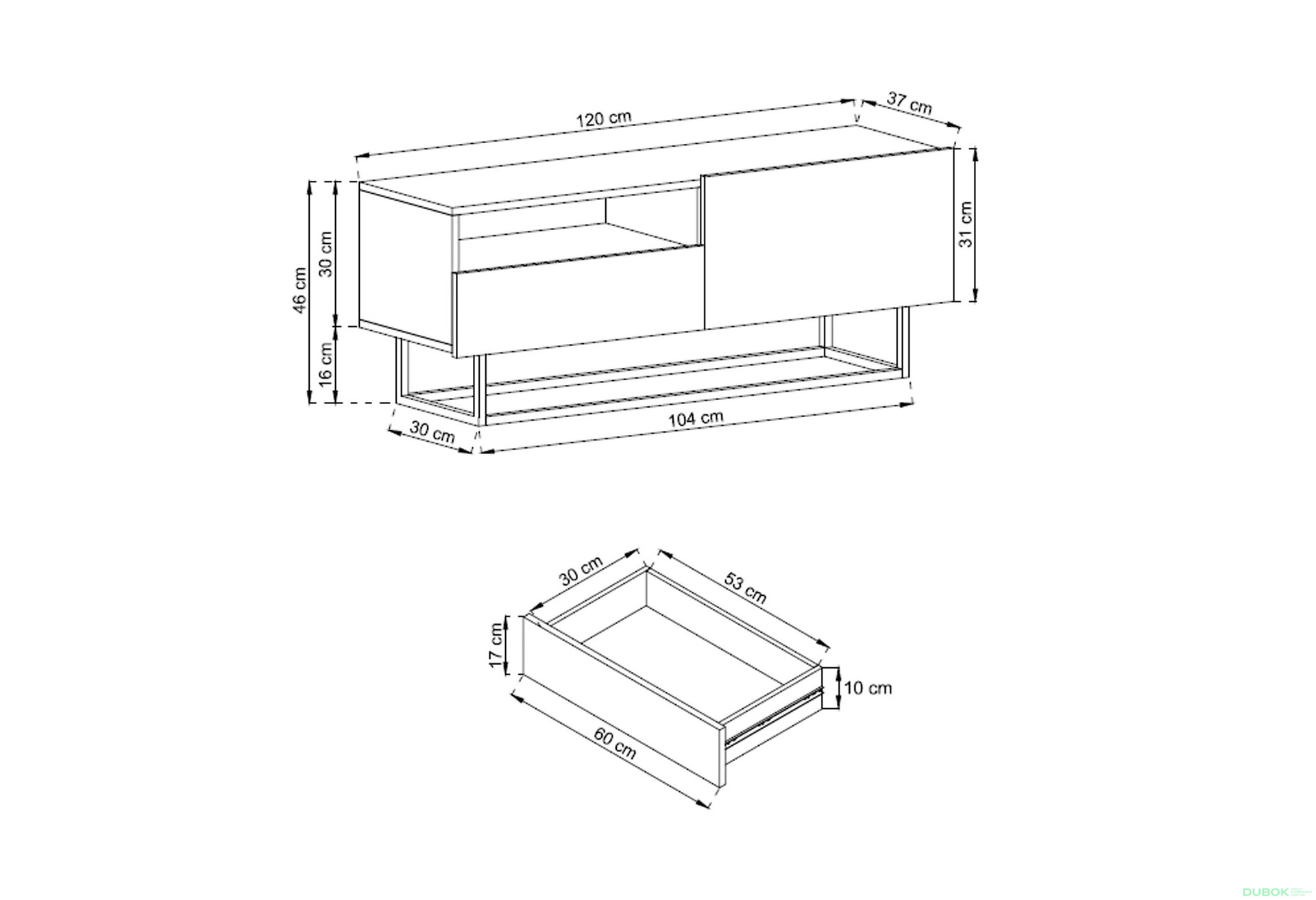 Obrázek 3 - TV stolek ERTVSZ120 bílý + Rám Enjoy