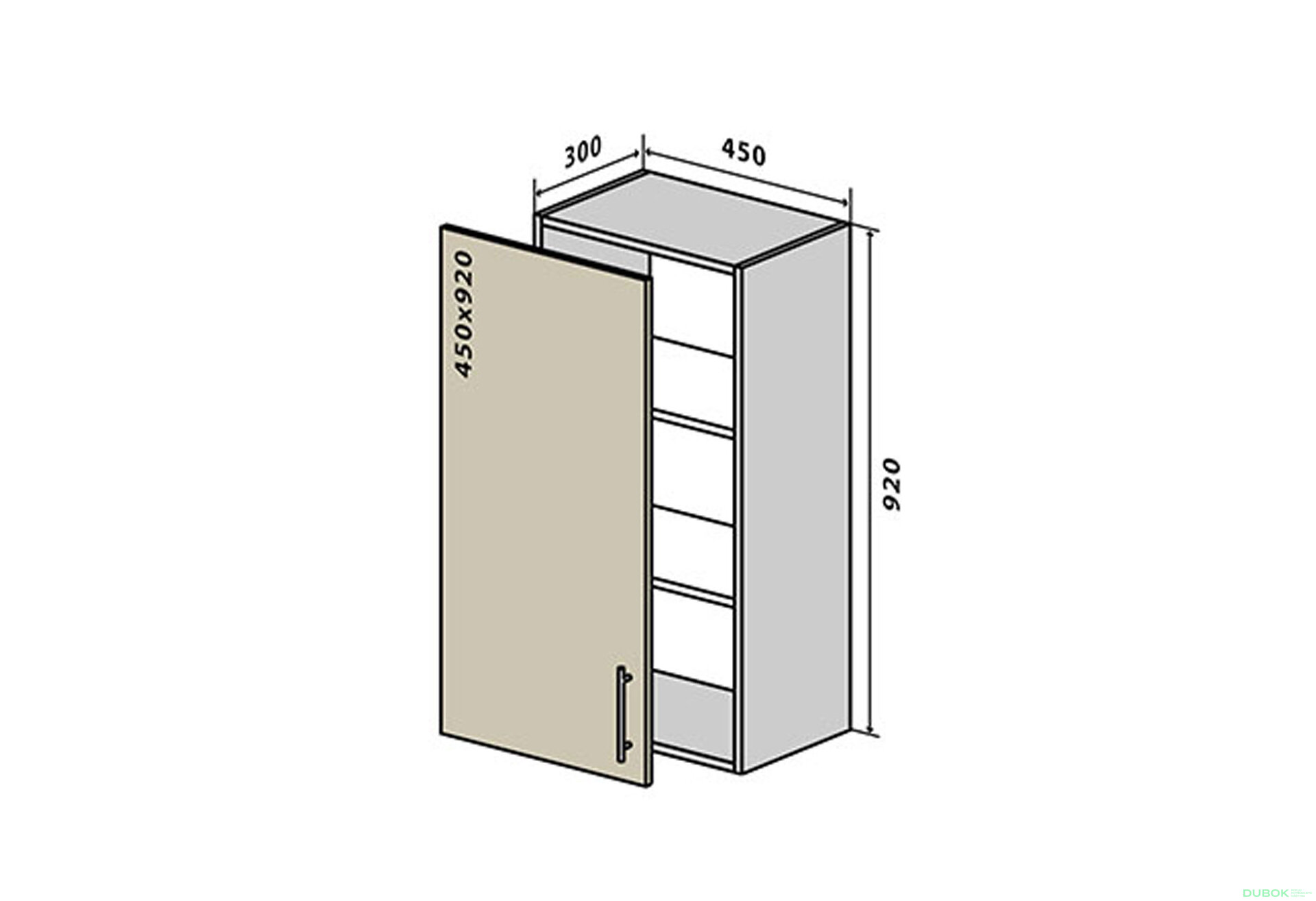 Obrázek 1 - V44 Skříňka 1D 45 Prajm Lux / Prime Luxe