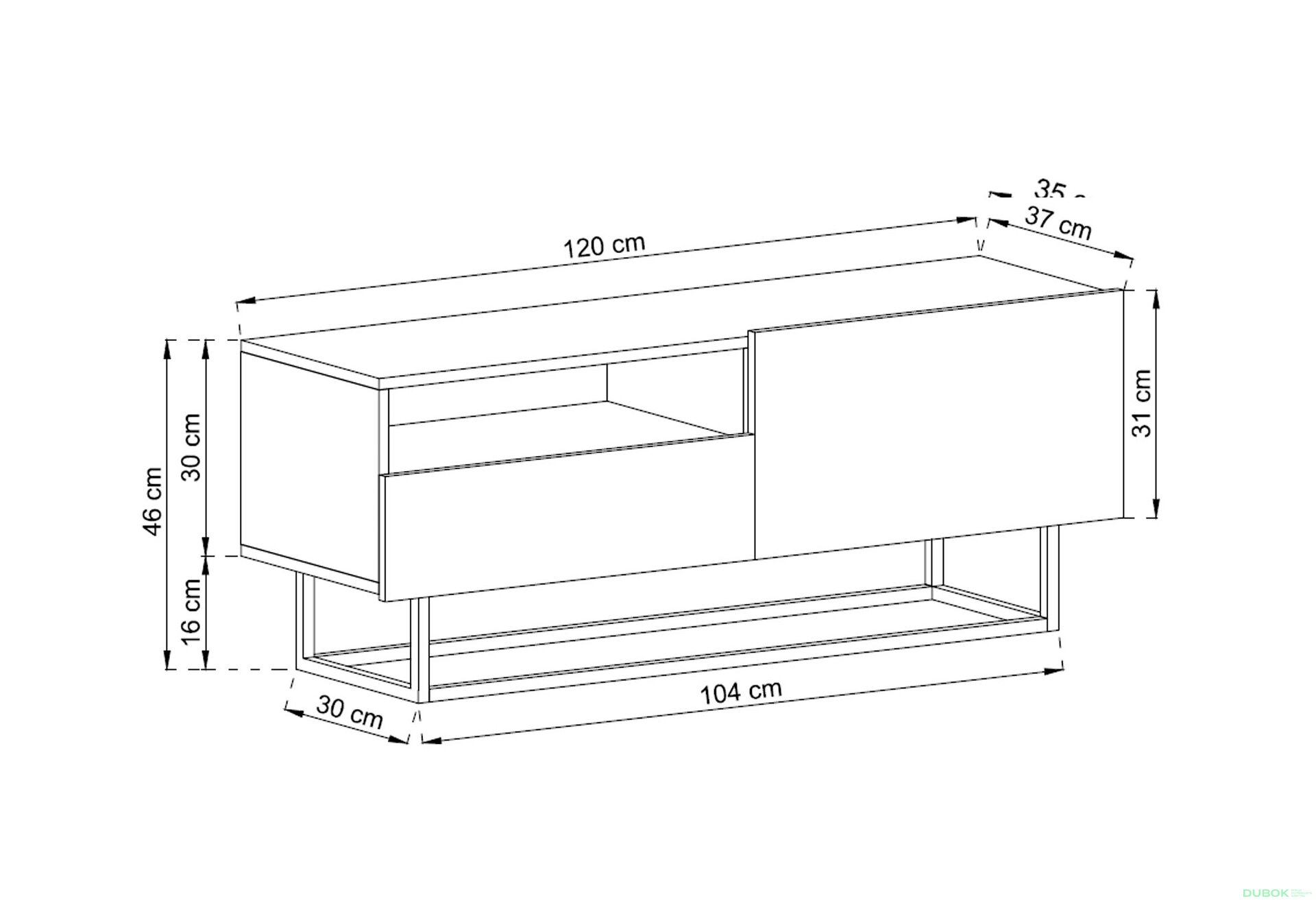 Obrázek 2 - TV stolek ERTVSZ120 bílý Enjoy