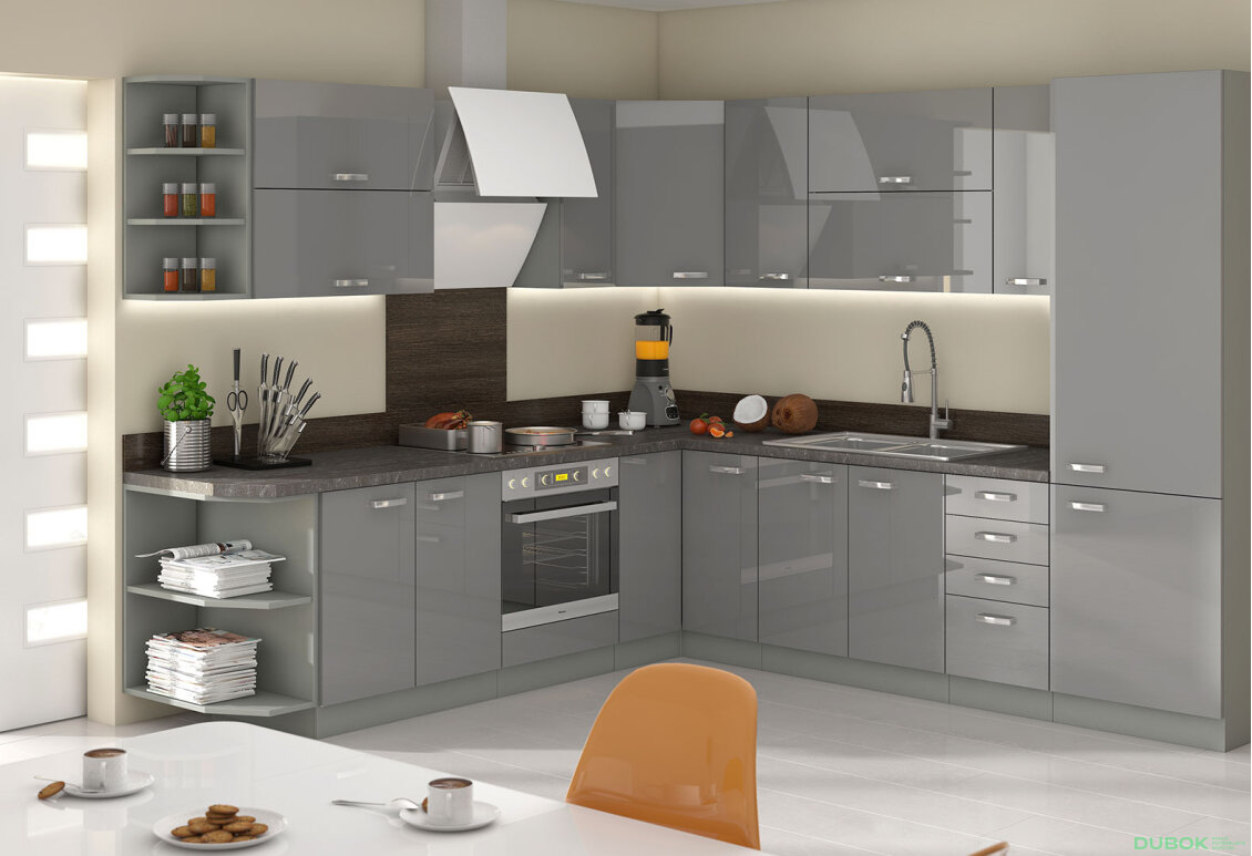 Modulární kuchyně Grey šedý platinový / šedý lesk