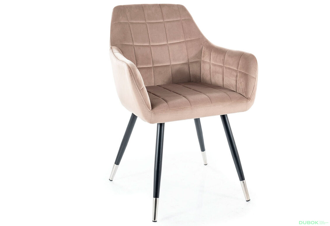 Obrázek 2 - Židle Nuxe Velvet tmavě béžový Bluvel 40, kov černá / chrome