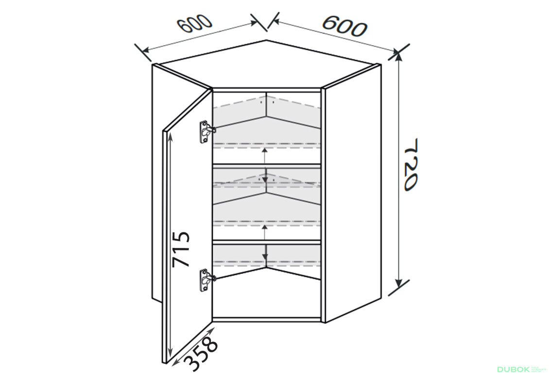 Obrázek 2 - Vrchní roh V 45°/720 (600x600) 1dv Glory