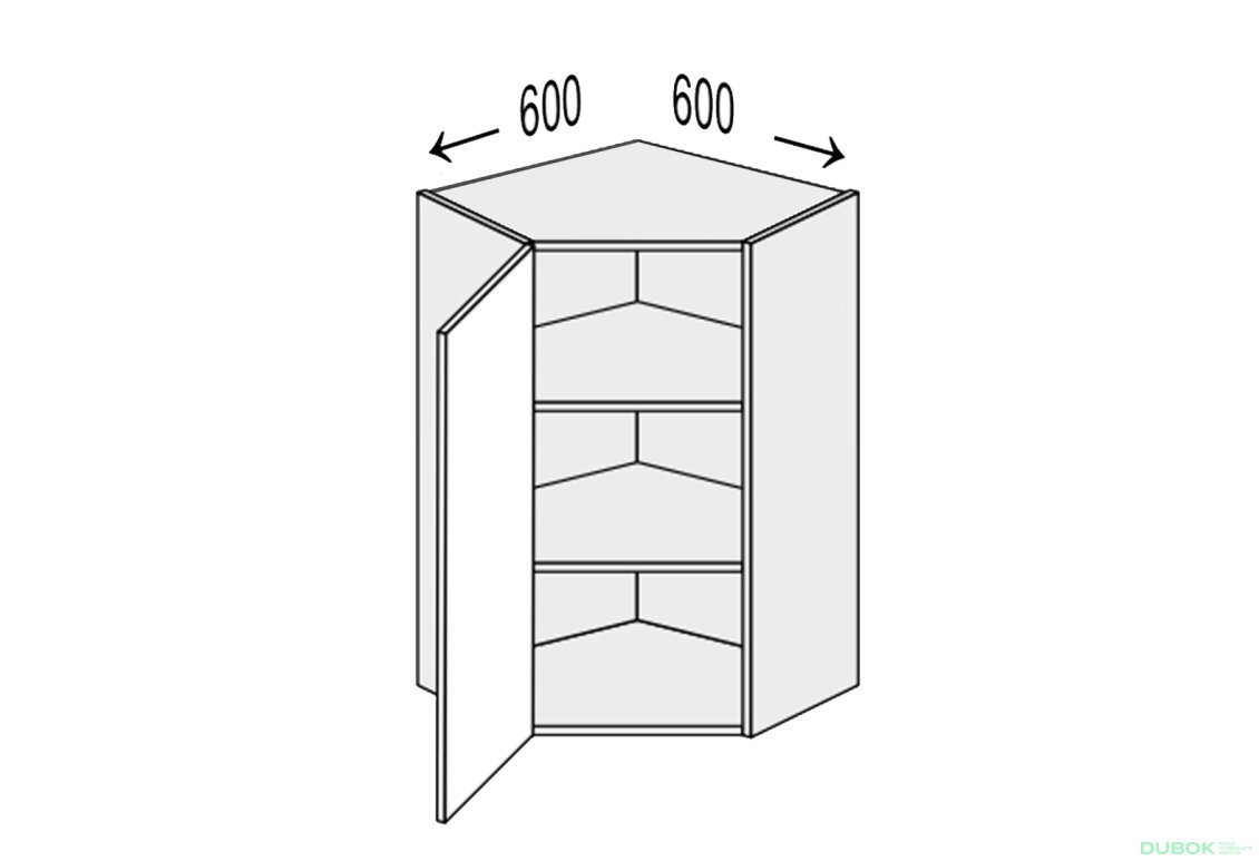 Vrchní roh 45°/720 (600x600) 1dveře Leo