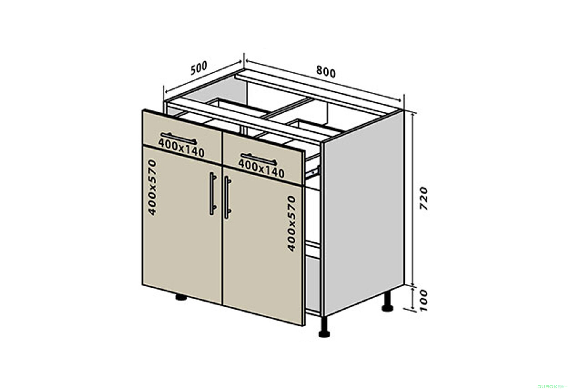 Obrázek 1 - N27 Skříňka 2Š2D 80 Prajm Lux / Prime Luxe