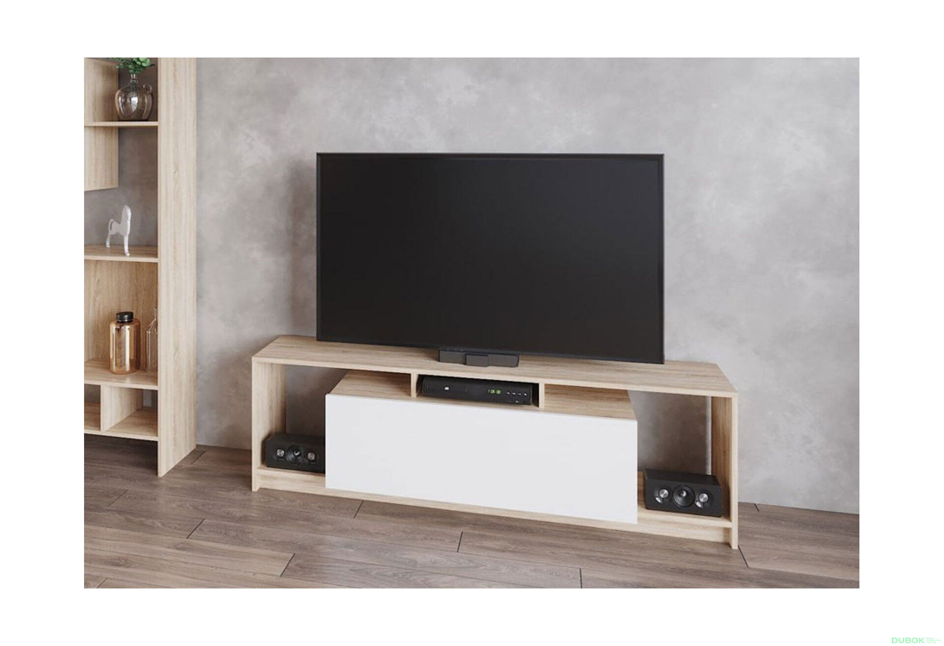 Obrázek 2 - TV stolek U1 dub sonoma / bílý dřevotříska 160x38x48