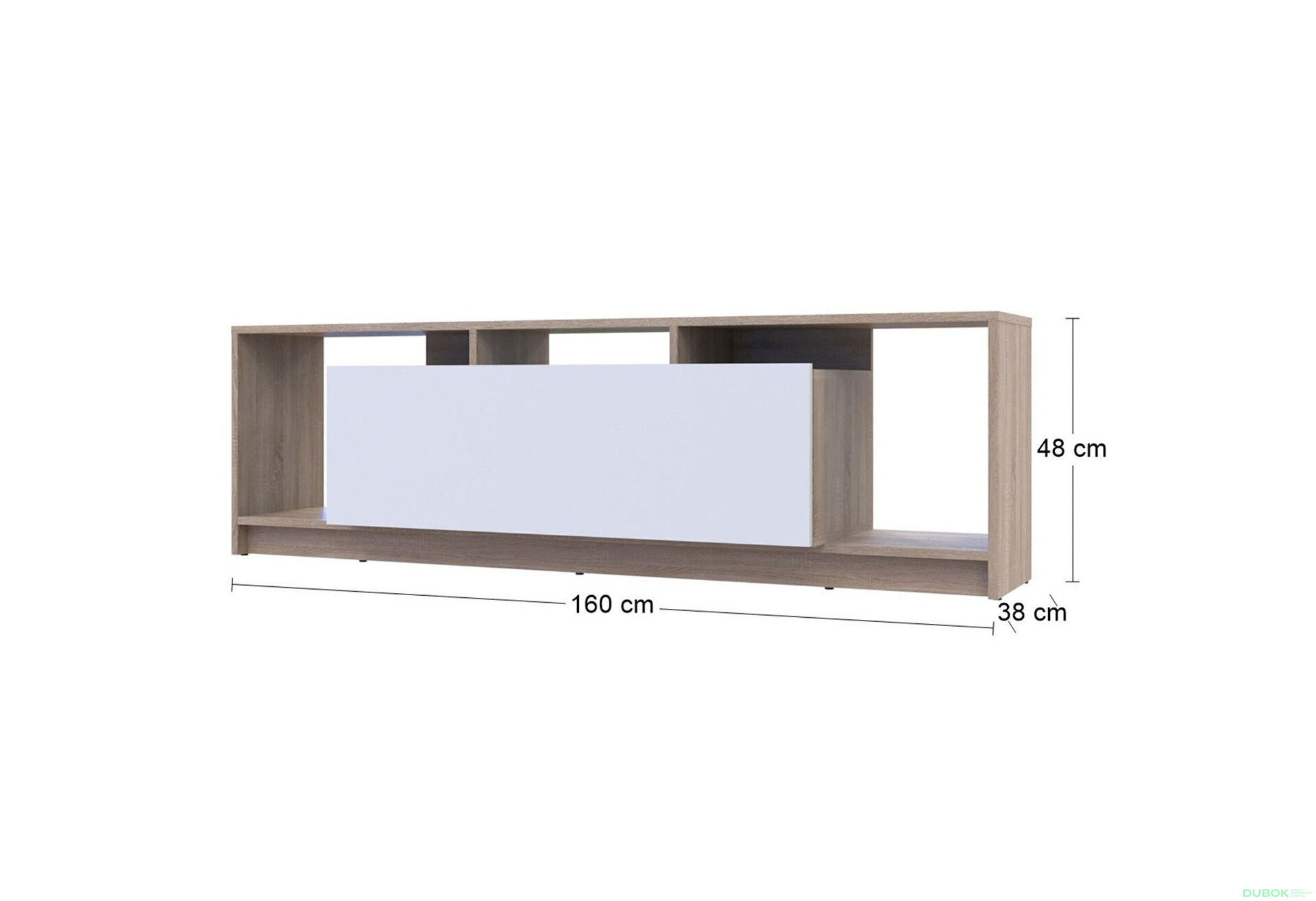 Obrázek 7 - TV stolek U1 dub sonoma / bílý dřevotříska 160x38x48
