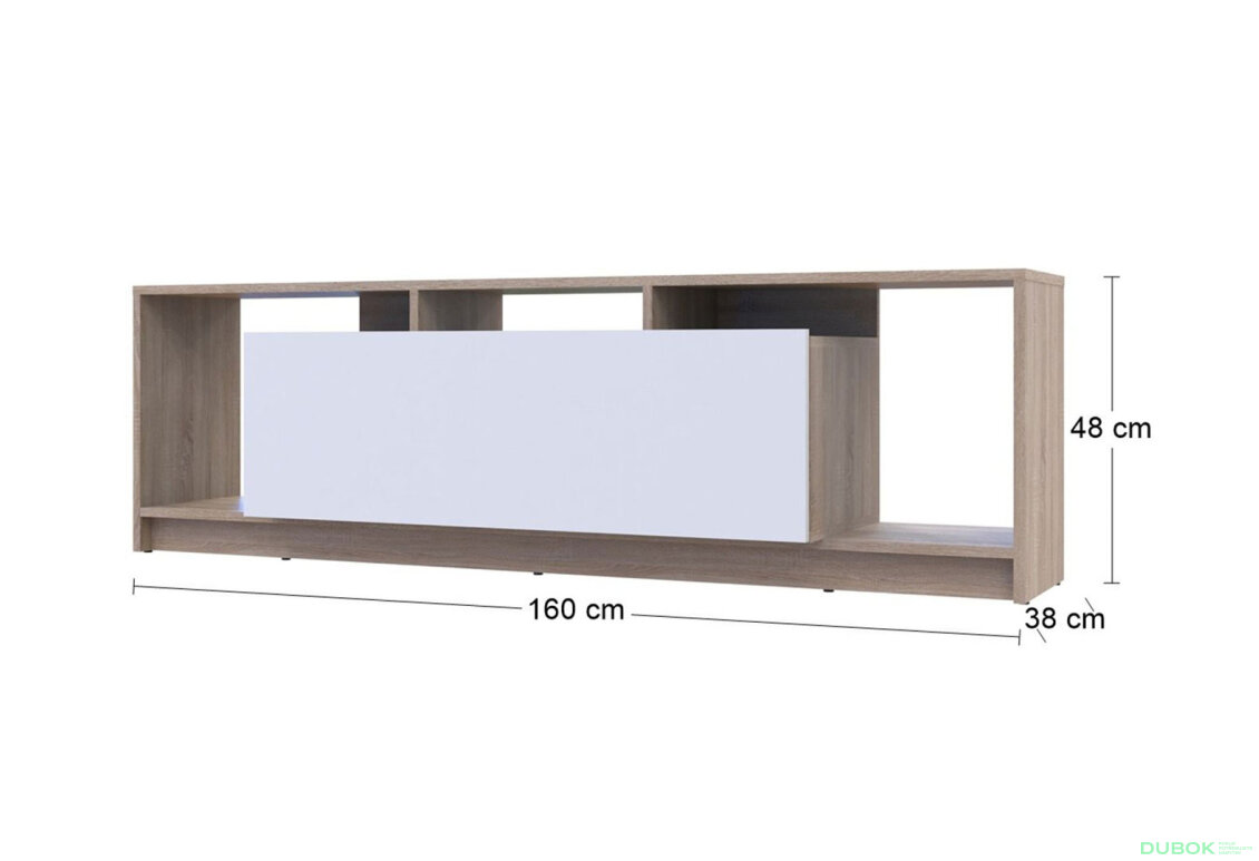 Obrázek 7 - TV stolek U1 dub sonoma / bílý dřevotříska 160x38x48
