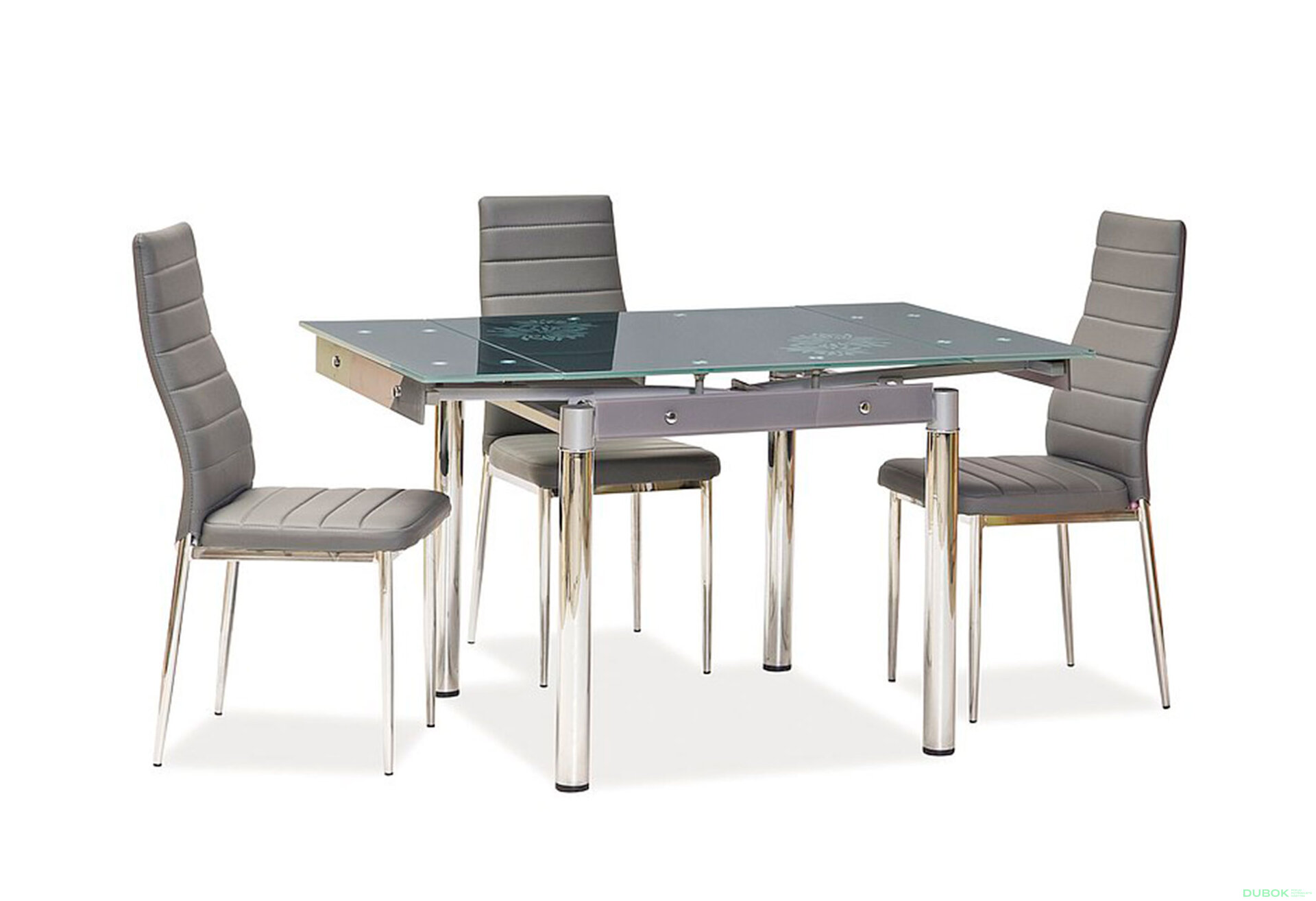 Obrázek 3 - Stůl GD-082 80(131)x80 šedý / chrom