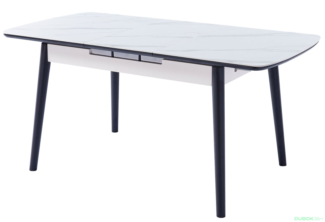 Obrázek 2 - Stůl Apollo 120(160)x80 mramorový efekt, bílý / černý matný
