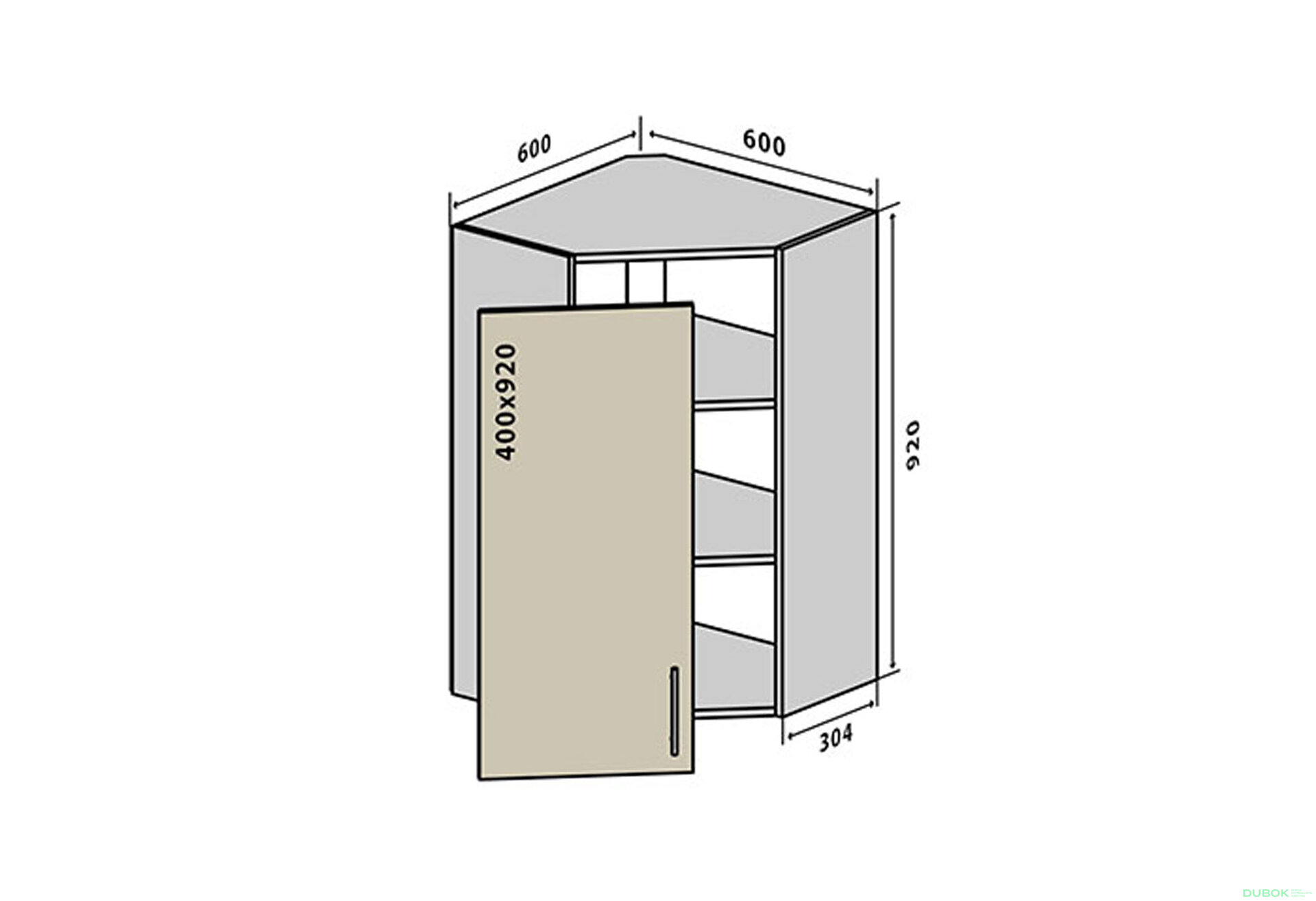 Obrázek 1 - V54 Skříňka 1D 60 Prajm Lux / Prime Luxe