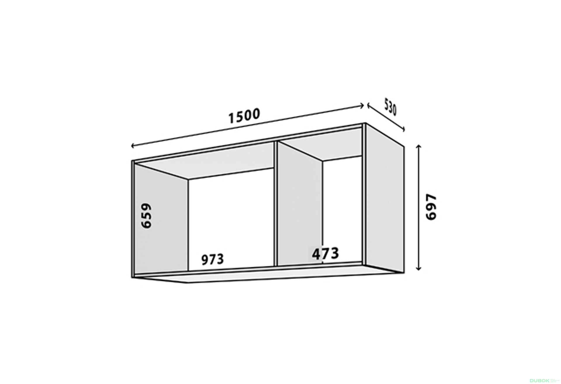 Obrázek 2 - Modul № 32 A-1500x697 DTD 18 mm dub appalache