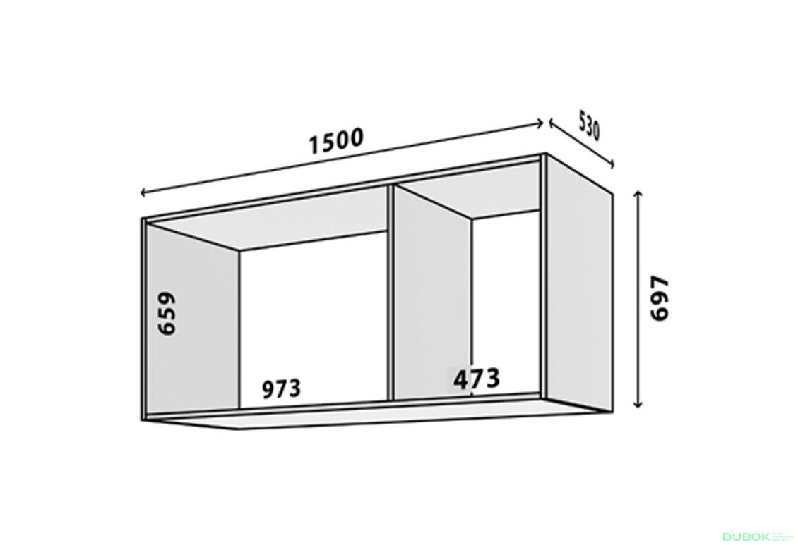 Obrázek 2 - Modul № 32 A-1500x697 DTD 18 mm dub appalache