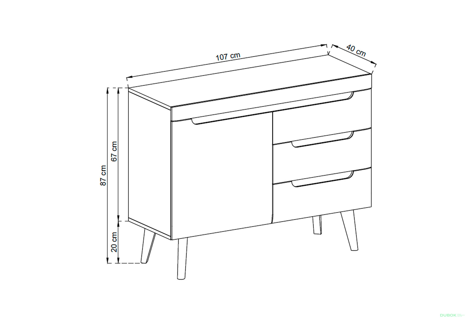 Obrázek 3 - Komoda NKSZ107 Nordi bílá / bílý lesk