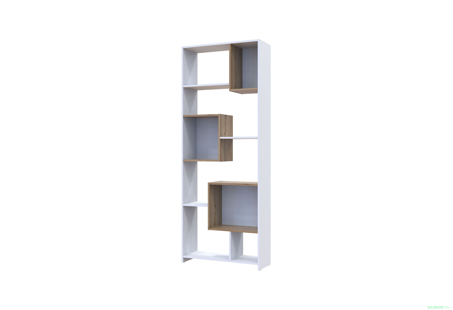 Obrázek 1 - Vysoký regál BS1 Bílá / Dub evoke 81x30x210